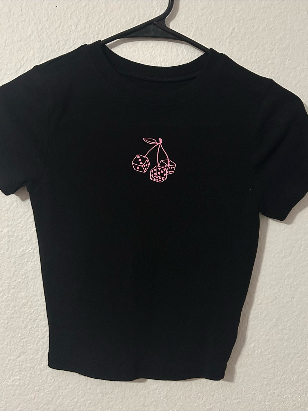 Women’s Black Dice Designed Crop Tee